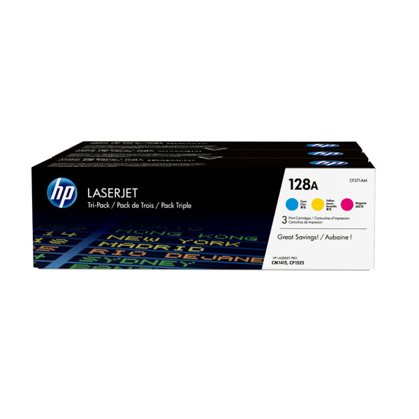 Orijinal HP 128A Toner Kartuşu Mavi/Kırmızı/Sarı 3'lü Paket CF371AM