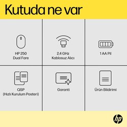 HP 250 1600 DPI Bluetooth Kablosuz Mouse Siyah 6V2J7AA - 8