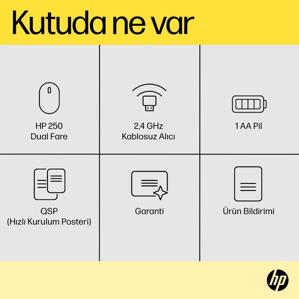 HP 250 1600 DPI Bluetooth Kablosuz Mouse Siyah 6V2J7AA - 8