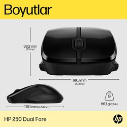 HP 250 1600 DPI Bluetooth Kablosuz Mouse Siyah 6V2J7AA - 9
