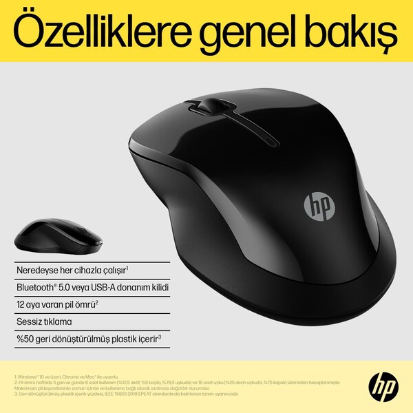 HP 250 1600 DPI Bluetooth Kablosuz Mouse Siyah 6V2J7AA - 7