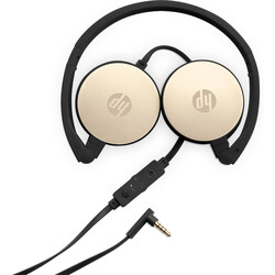 HP 2800 Stereo Kulak Üstü Mikrofonlu 3.5mm Kablolu Kulaklık - Siyah & Altın 2AP94AA - Thumbnail (1)
