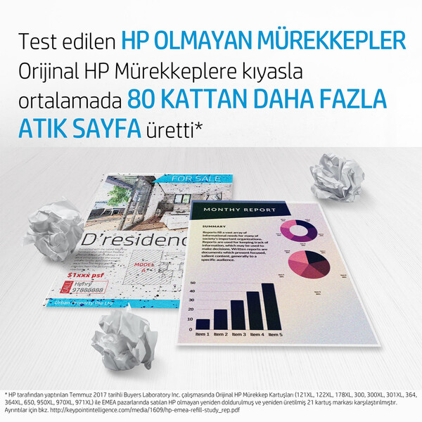 Orijinal HP 302 Mürekkep Kartuşu Siyah F6U66AE