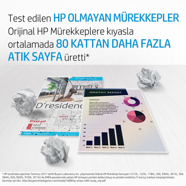 Orijinal HP 302 XL Renkli Mürekkep Kartuşu F6U67AE