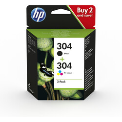 Orijinal HP 304 Mürekkep Kartuşu Siyah/Üç Renkli 2'li Paket 3JB05AE - Thumbnail (0)