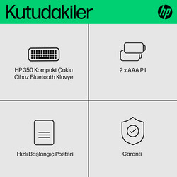 HP 350 Kompakt Multi-Device Bluetooth Klavye Beyaz 692T0AA - Thumbnail