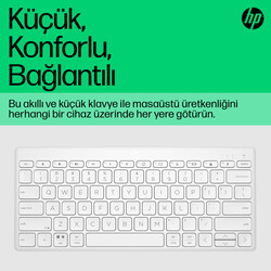 HP 350 Kompakt Multi-Device Bluetooth Klavye Beyaz 692T0AA - Thumbnail