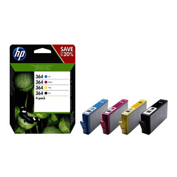 Orijinal HP 364 Mürekkep Kartuşu Siyah/Mavi/Kırmızı/Sarı 4'lü Paket N9J73AE - Thumbnail