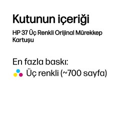 Orijinal HP 37 Üç Renkli Mürekkep Kartuşu 7FP44AE - Thumbnail (1)