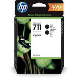 Orijinal HP 711 Mürekkep Kartuşu Siyah 2'li Paket P2V31A 80 ML - Thumbnail (0)