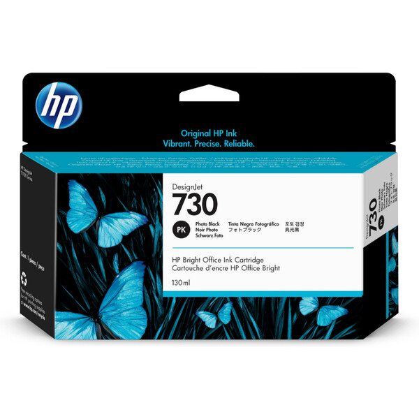 Orijinal HP 730 Mürekkep Kartuşu Fotoğraf Siyahı P2V67A 130 ML