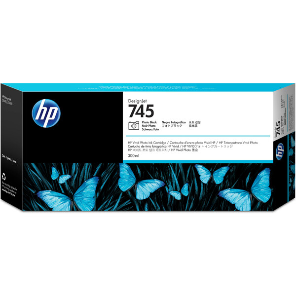 Orijinal HP 745 Mürekkep Kartuşu Fotoğraf Siyahı F9K04A 300 ML