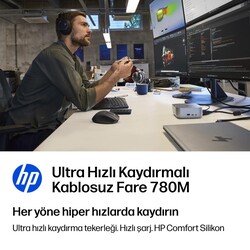 HP 780M Bluetooth Ultra Hızlı Kaydırmalı Kablosuz Mouse Siyah B8YX3AA - Thumbnail