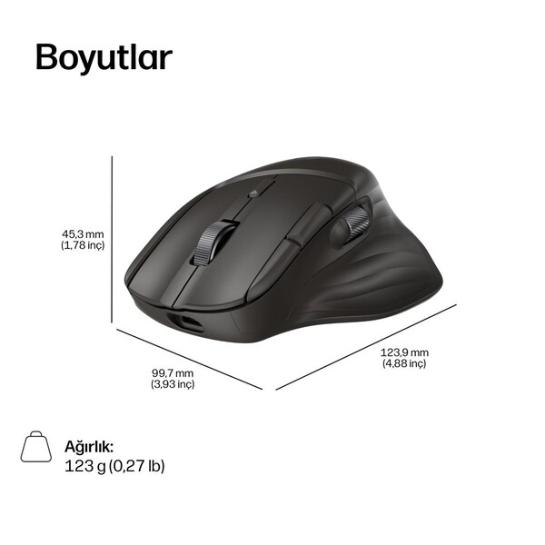 HP 780M Bluetooth Ultra Hızlı Kaydırmalı Kablosuz Mouse Siyah B8YX3AA