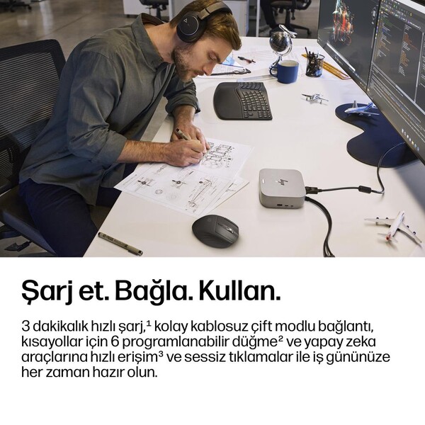 HP 780M Bluetooth Ultra Hızlı Kaydırmalı Kablosuz Mouse Siyah B8YX3AA