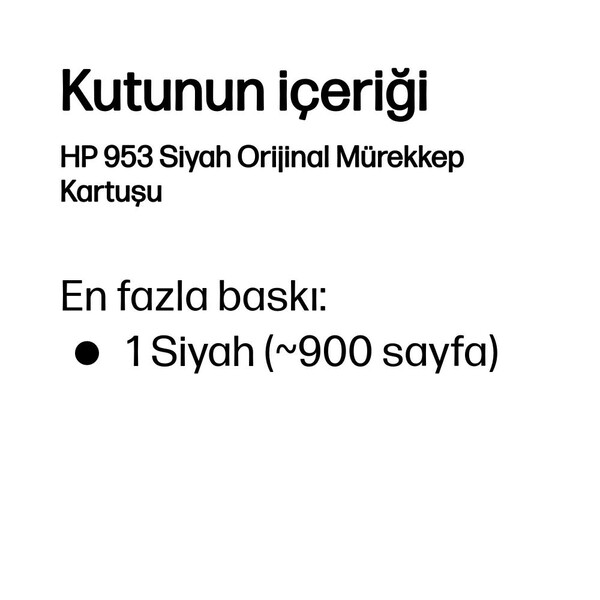 Orijinal HP 953 Mürekkep Kartuşu Siyah L0S58AE