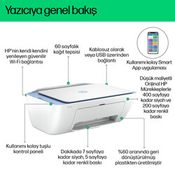 HP DeskJet 2878 Fotokopi + Tarayıcı + Wi-Fi Renkli Mürekkep Püskürtmeli Yazıcı 70S63C - Thumbnail