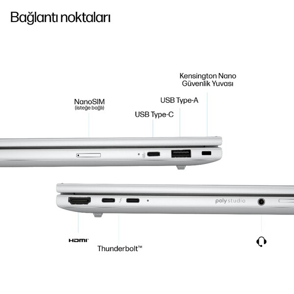 HP Elitebook Laptop 8 G1i Intel Core Ultra 7 258V 32GB RAM 1TB SSD Intel Arc Graphics 14 inç WUXGA Windows 11 Pro Gümüş D30NJET