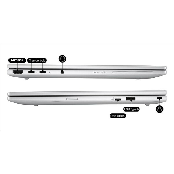 HP EliteBook Laptop 8 G1i Intel Core Ultra 7 255U 32GB RAM 512GB SSD Intel Graphics 14 inç WUXGA Windows 11 Pro Gümüş CS7R0ET