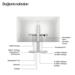 HP EliteStudio 8 G1i Intel Core Ultra 7 265 32GB RAM 1TB SSD Intel Graphics 27 inç QHD Windows 11 Pro All In One PC C6QV6ET - Thumbnail