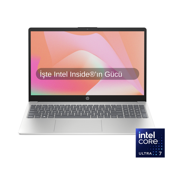 HP Laptop AI 15-FD2022NT Intel® Core™ Ultra 7 255U 16GB RAM 512GB SSD Intel Graphics 15.6 inç Full HD FreeDOS Gümüş D7UA2EA
