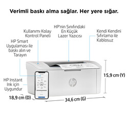HP LaserJet M111w Wi-Fi Lazer Yazıcı Beyaz 7MD68A - Thumbnail (1)