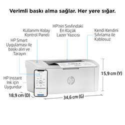HP LaserJet M111w Wi-Fi Lazer Yazıcı Beyaz 7MD68A - Thumbnail (2)