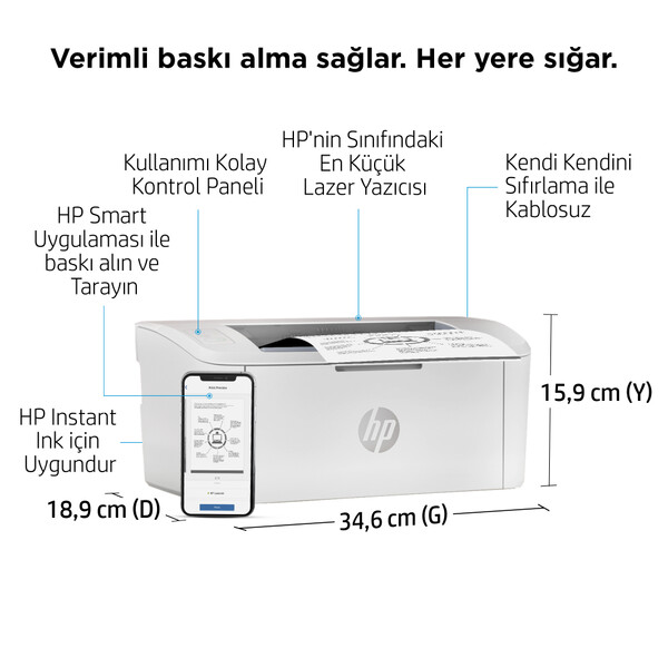 HP LaserJet M111w Wi-Fi Lazer Yazıcı Beyaz 7MD68A