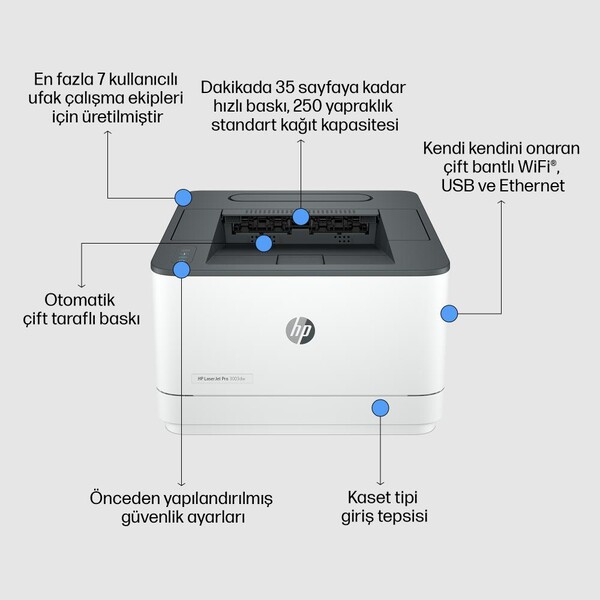 HP LaserJet Pro 3003dw Tek Fonksiyonlu Yazıcı 3G654A