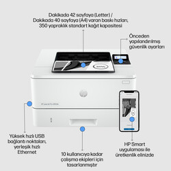 HP LaserJet Pro 4003DN Çift Taraflı Baskı Wi-Fi Lazer Yazıcı Beyaz 2Z609A - Thumbnail