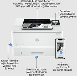 HP LaserJet Pro 4003n Lazer Yazıcı Beyaz 2Z611A - Thumbnail
