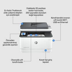 HP LaserJet Pro MFP 3103FDW Wi-Fi + Tarayıcı + Fotokopi + Faks Mono Lazer Yazıcı 3G632A - Thumbnail