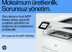 HP LaserJet Pro MFP 4103fdw Çift Taraflı Baskı Fotokopi Tarama Wi-Fi Lazer Yazıcı Beyaz 2Z629A - Thumbnail
