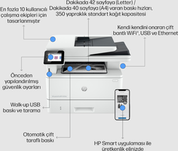 HP LaserJet Pro MFP 4103fdw Çift Taraflı Baskı Fotokopi Tarama Wi-Fi Lazer Yazıcı Beyaz 2Z629A - Thumbnail