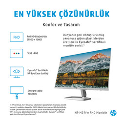 HP M27FW 27 inç 5ms (AnalogHDMI) Full HD 75 Hz IPS Monitör Gümüş 2H1A4AA - Thumbnail