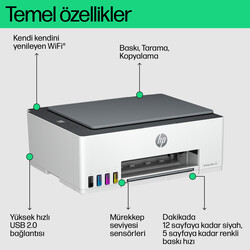 HP Smart Tank 580 Tarayıcı Fotokopi Wi-Fi Mürekkep Püskürtmeli Tanklı Yazıcı 1F3Y2A - Thumbnail