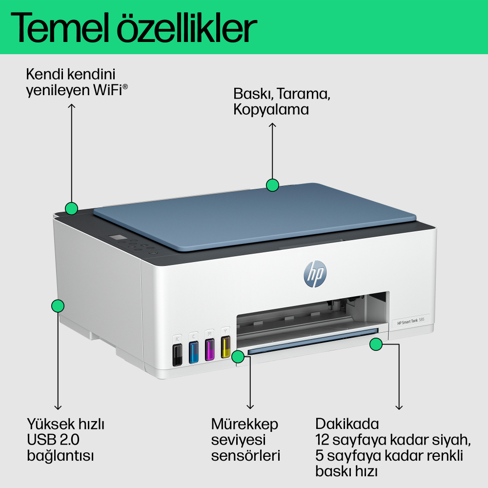 IMPRIMANTE HP SMART TANK 580 ALL IN ONE 585 WIFI (1F3Y4A)