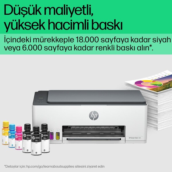 HP Smart Tank 589 Wi-Fi + Tarayıcı + Fotokopi Renkli Mürekkep Püskürtmeli Yazıcı 4A8D9A