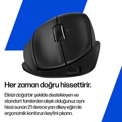 HP Tilt 720M 6000 DPI Bluetooth Ergonomik Kablosuz Mouse Siyah BH0Z4AA - Thumbnail