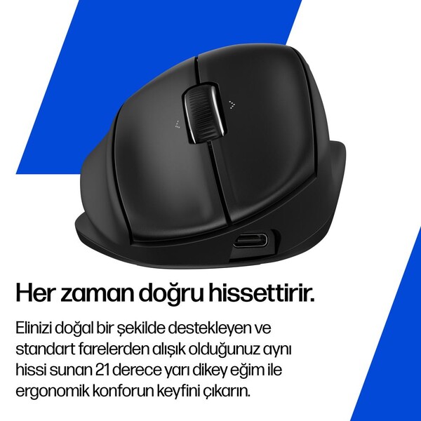 HP Tilt 720M 6000 DPI Bluetooth Ergonomik Kablosuz Mouse Siyah BH0Z4AA