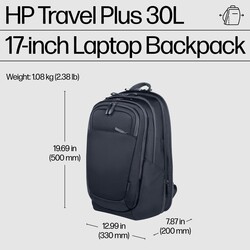 HP Travel Plus 30L 17 inç Dizüstü Bilgisayar Sırt Çantası Siyah A2CC9AA - Thumbnail (4)