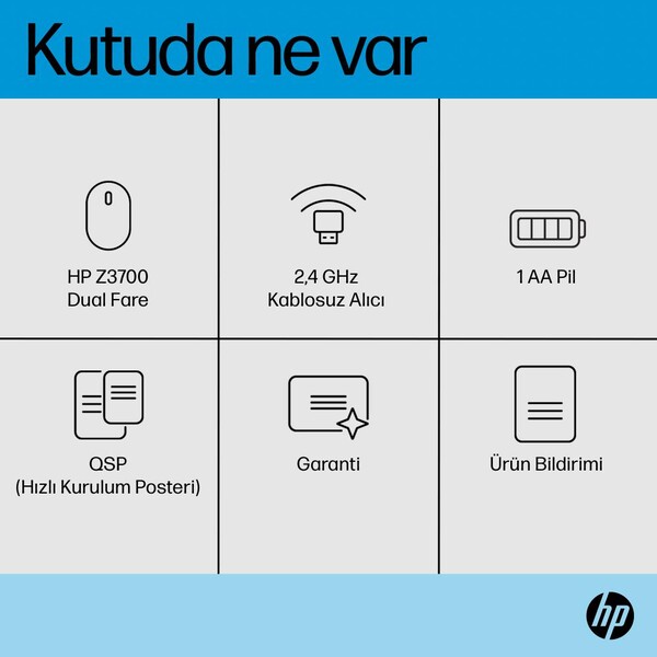 HP Z3700 Dual 1600 DPI Bluetooth ve Kablosuz Mouse Gümüş 758A9AA