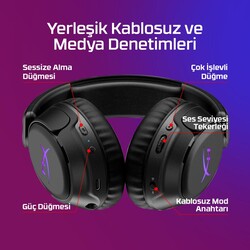 HyperX Cloud Flight 2 RGB Kablosuz Kulak Üstü Oyuncu Kulaklığı Siyah B5VC4AA - Thumbnail
