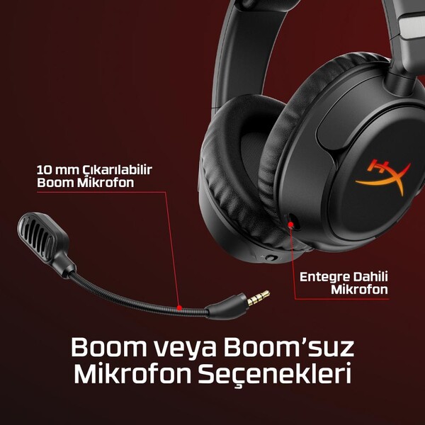 HyperX Cloud Flight 2 RGB Kablosuz Kulak Üstü Oyuncu Kulaklığı Siyah B5VC4AA