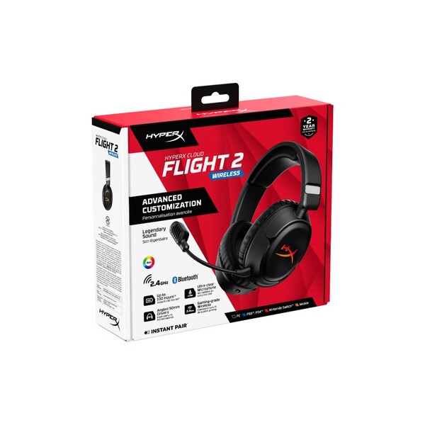 HyperX Cloud Flight 2 RGB Kablosuz Kulak Üstü Oyuncu Kulaklığı Siyah B5VC4AA