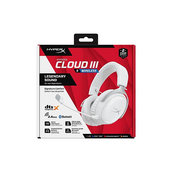 HyperX Cloud III S Kablosuz Oyuncu Kulaklığı Beyaz AX6G1AA - 5