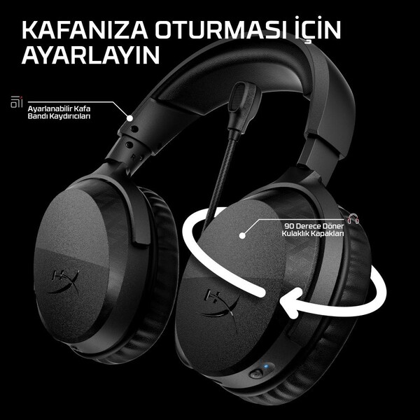 HyperX Cloud Stinger 3 Wireless Siyah Gaming Mikrofonlu Kulaklık BS1T8AA - 9