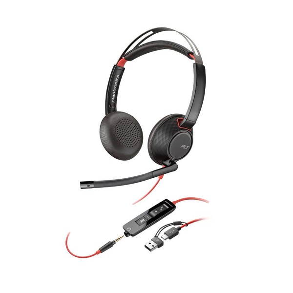 Poly Blackwire 5220 Stereo USB-C Mikrofonlu Kulaklık +3,5 mm Bağlantı +USB-C/A Adaptörü 8X231AA